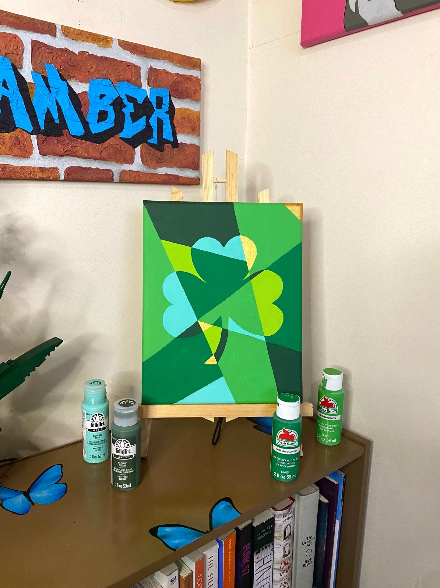 Amber Peeks Art: Abstract painting of a shamrock