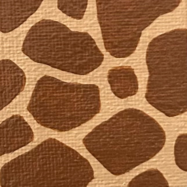 Amber Peeks Art: close-up image of giraffe print painted on a miniature canvas magnet created by Atlanta multi-disciplinary visual artist Amber Peeks.